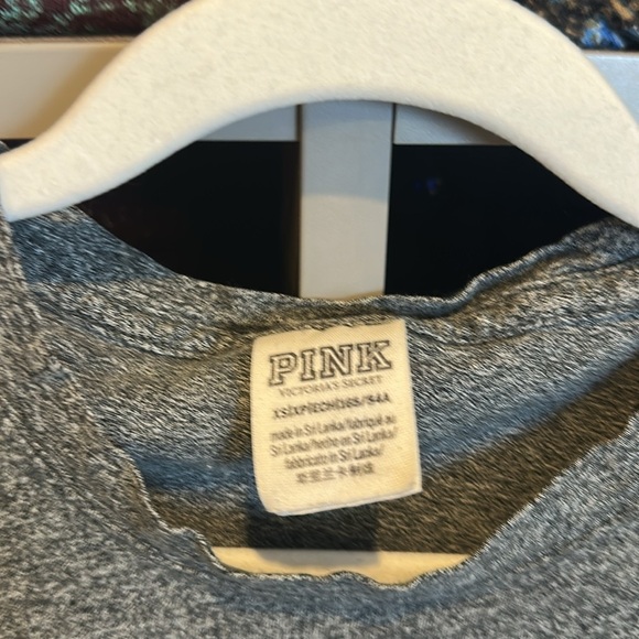 PINK gray with floral print long sleeve t shirt size XS - Picture 2 of 3